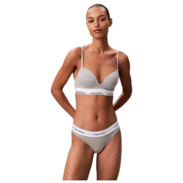 Calvin Klein Γυναικείο Σουτιέν Push Up Plunge - Icon Cotton Modal, Χρώμα Γκρι 2