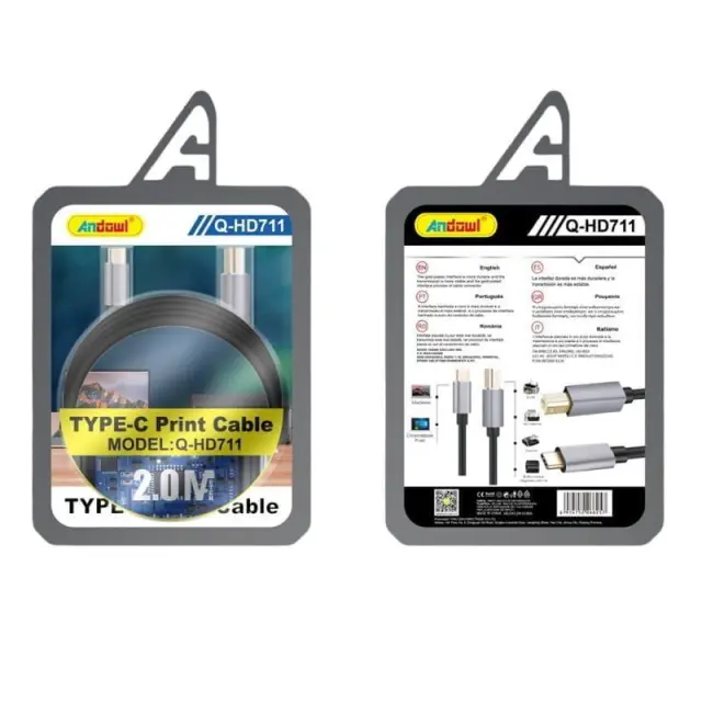 Andowl Καλώδιο εκτυπωτή Type-C 2.0M Q-HD711 - Type-C Print Cable 0751158