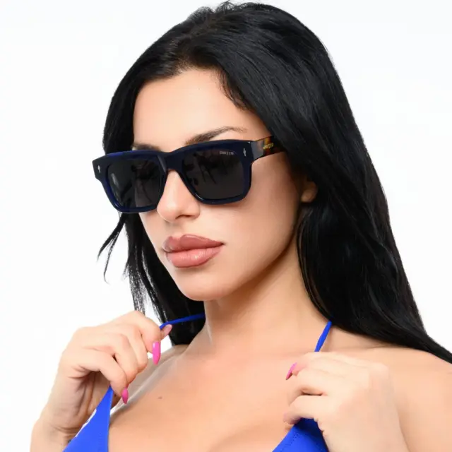 Ghetto Square Retro Luxury Sunglasses LeopardBlue Frame Unisex 2