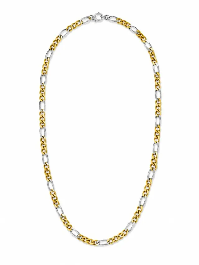 Ghetto Two-Tone Figaro Chain Necklace – 50cm
