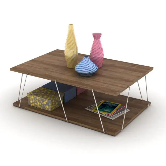 Τραπεζάκι Σαλονιού TARS Καρυδί/Χρώμιο 90x60x31cm