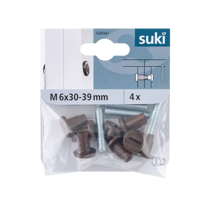 Βίδα Σύνδεσης M6x30-39mm Ατσάλι/Πλαστικό Καφέ 2