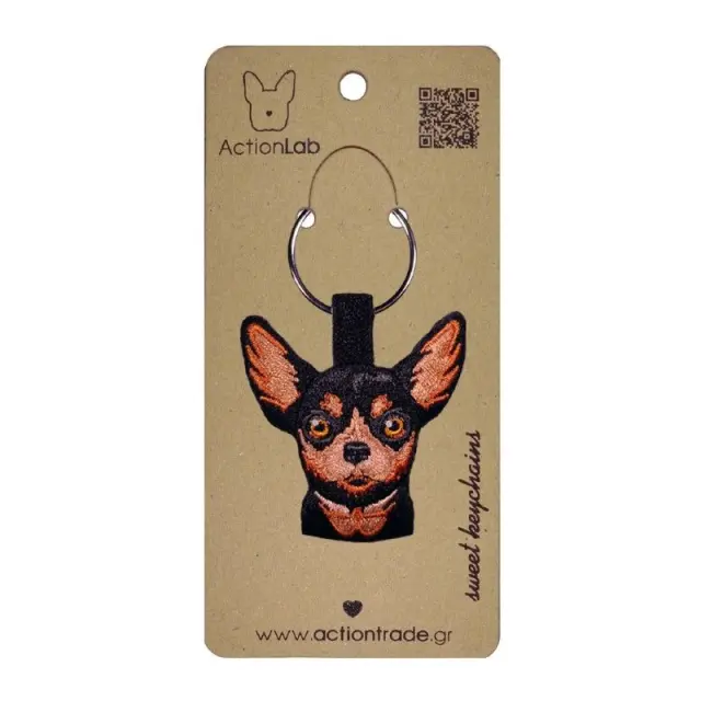 ActionLab Κεντητό Μπρελόκ Chihuahua Black Μονόχρωμο