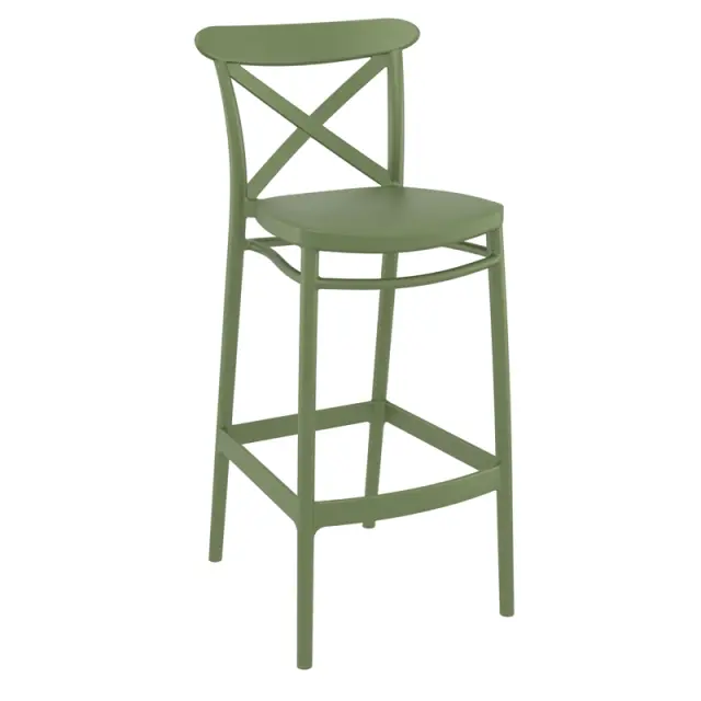 Σκαμπό Bar CROSS Olive Green PP 45x52x106cm