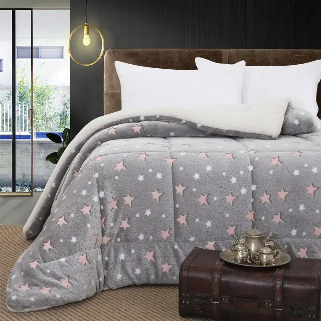 Κουβερτοπάπλωμα 160x220 Μονό Flash Sherpa Beauty Home 6271 Γκρι 100% Πολυέστερ