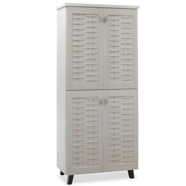 Παπουτσοθήκη-ντουλάπα MANTAM 24 ζεύγων χρώμα λευκό γκρι 78x40x170,5εκ 2