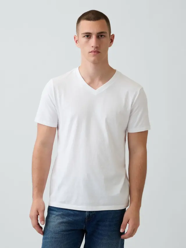 Άσπρη Μπλούζα Classic με V-λαιμόκοψη Optic white - S
