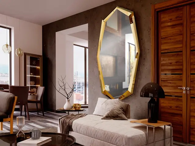 LONDON Καθρέφτης Τοίχου Shine Gold 90x180 Χρυσό