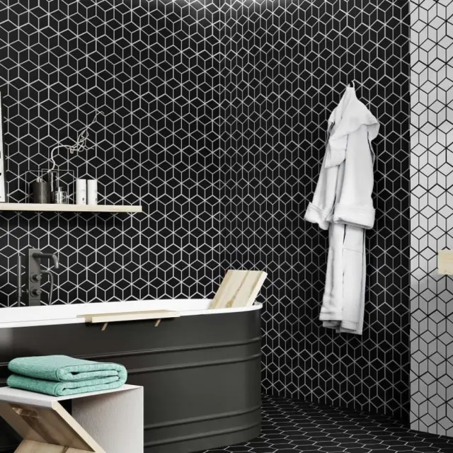 Πλακάκι Rhombus Black 26,5x51 3