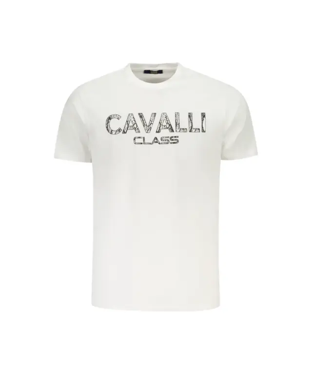 Cavalli Class - Ανδρική Μπλούζα T-Shirt Κοντομάνικη Regular Fit TXT61GJD060-00533 Λευκό