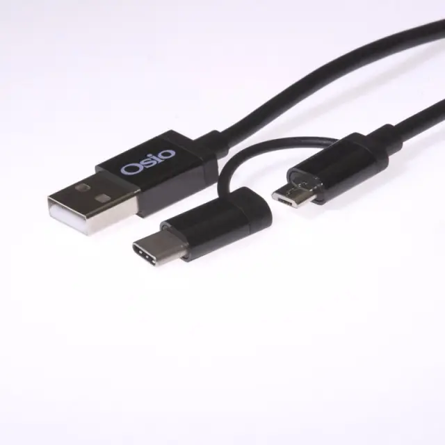 Καλώδιο USB Σε Micro Usb Και USB Type C Με Αντάπτορα 1m OSIO OTU-495B