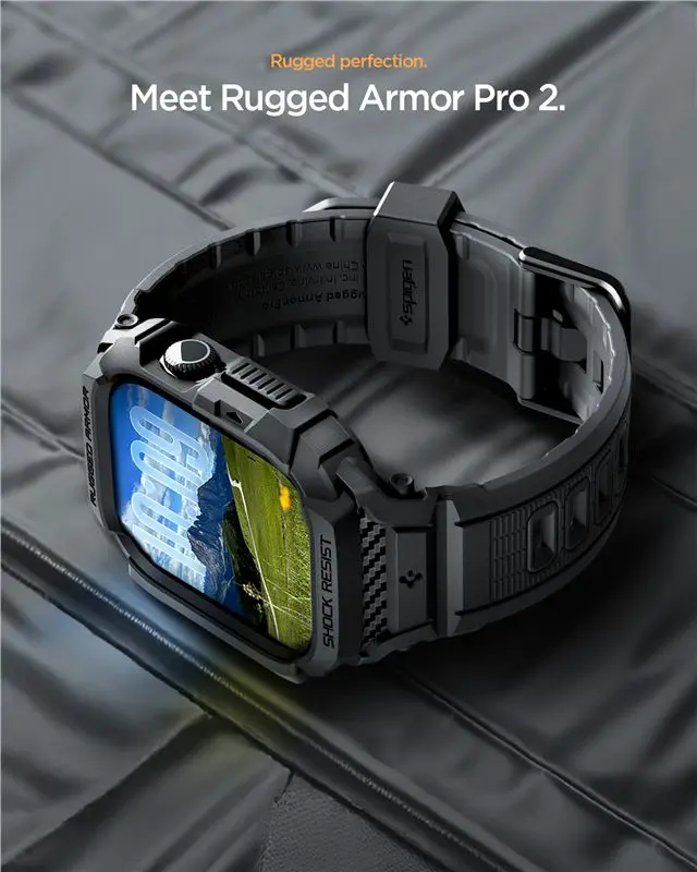Spigen Rugged Armor Pro 2, matte black - Apple Watch 11 46mm 2