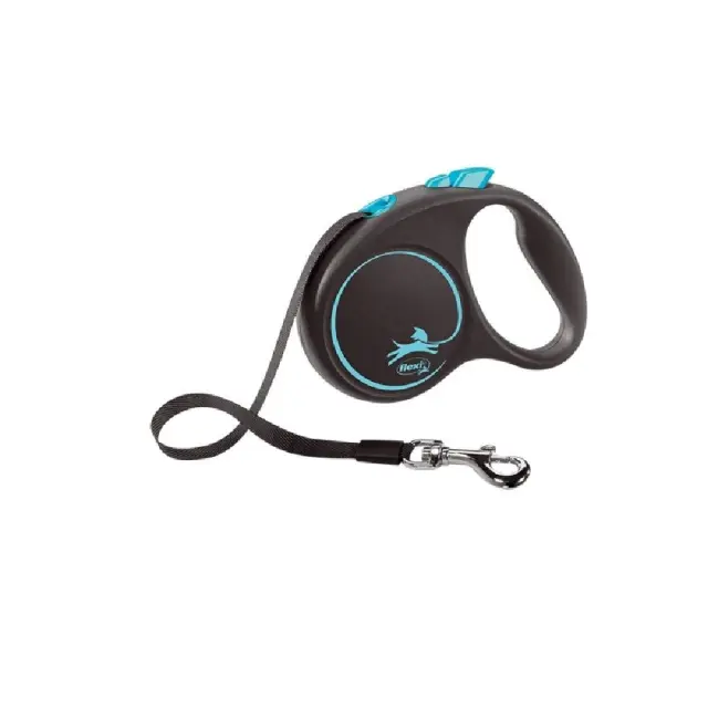 Flexi Black Design Πτυσσόμενο Λουρί/Οδηγός Σκύλου Ιμάντας Μπλέ 5m Μπλε - M