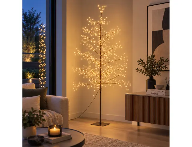 Διακοσμητικό δέντρο με 1170 φωτάκια LED, Χρονοδιακόπτη, Dimmer και ύψος 180cm - Θερμό Λευκό AX5393810