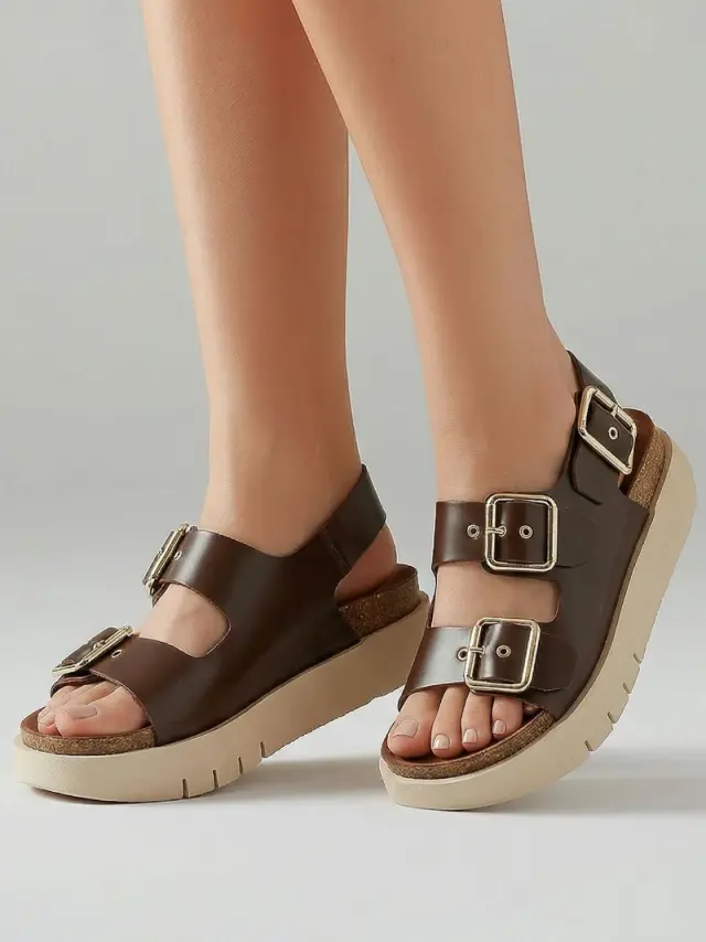 Genuins Πέδιλα Γυναικείο δέρμα Καφέ GEN/FELINA PLATFORM BROWN - 37 2