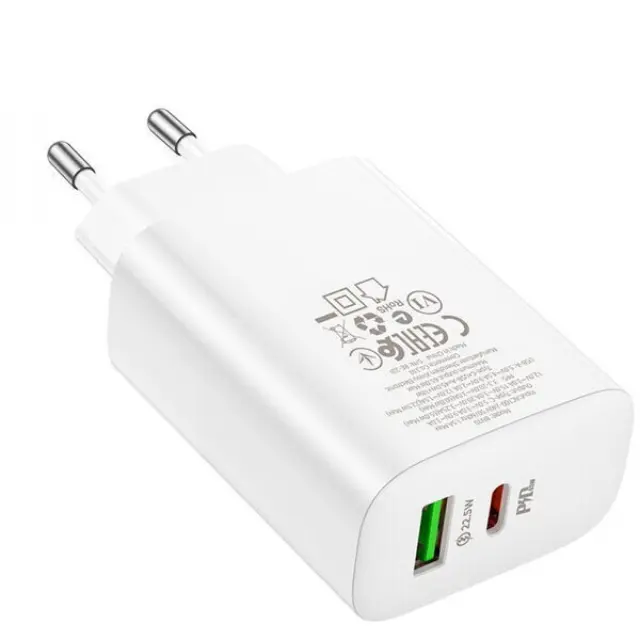 Borofone Φορτιστής με Θύρες USB-Α, USB-C Χωρίς Καλώδιο 65W Άσπρος BN10 3