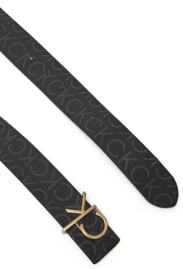 Calvin Klein Γυναικεία Λεπτή Δερμάτινη Reversible Ζώνη CK Buckle 30mm Μαύρη 95cm 3