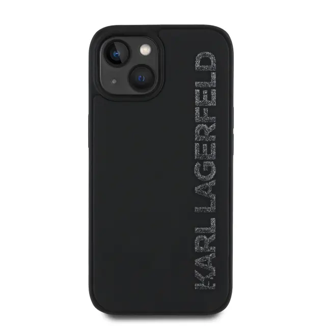 Karl Lagerfeld 3D Rubber Glitter Logo Case for iPhone 15 Black 3