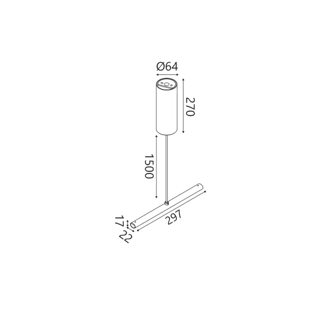 ΚΡΕΜΑΣΗ MATRIX ΑΜΜΩΔΕΣ ΜΑΥΡΟ ΑΛΟΥΜ. CCT DIM ΡΟΖΕΤΑ 30W Φ64x235mm ΣΤΥΛΟΣ ΚΡΕΜΑΣΗΣ 22x17x297mm IP20 / LM8001SA30W 2
