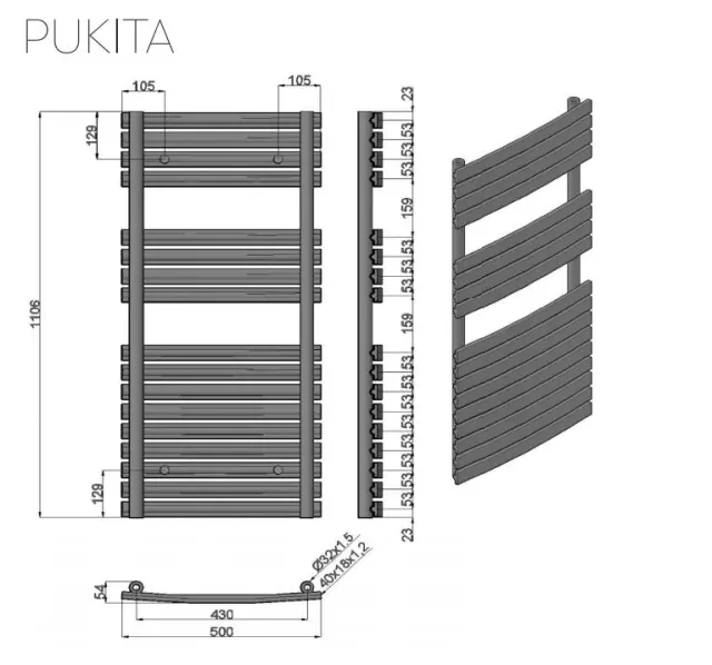 Θερμαντικό Σώμα Μπάνιου Karag Pukita Χρωμέ 3x50x110,6cm |5206836513577 2