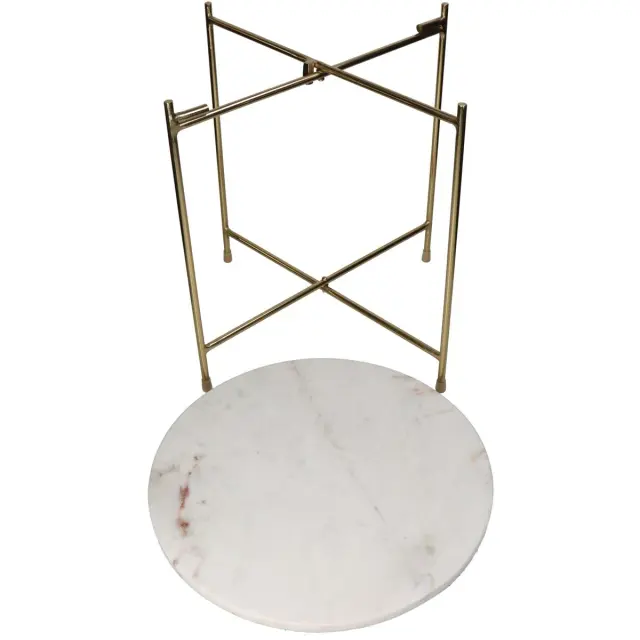 Τραπεζάκι Λευκό Μάρμαρο/Μέταλλο 40x40x40cm 3