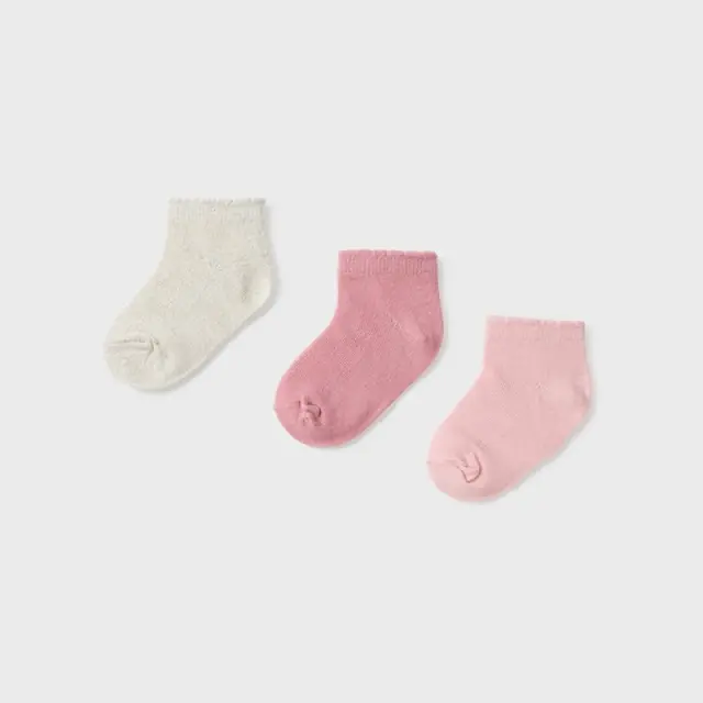 Baby 6 μηνών έως 4 ετών Pack 3 καλτσάκια κοντά από οργανικό βαμβάκι ρούζ - 24M