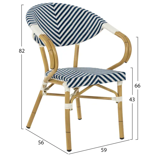 ΠΟΛΥΘΡΟΝΑ BAMBOO LOOK FB95861.02 ΜΠΛΕ-ΛΕΥΚΟ 59x56x82Yεκ. 2