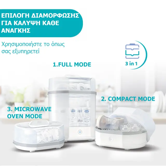 CHICCO Βρεφικός Αποστειρωτής Μπιμπερό Ηλεκτρικός SterilNatural 3 in 1 2