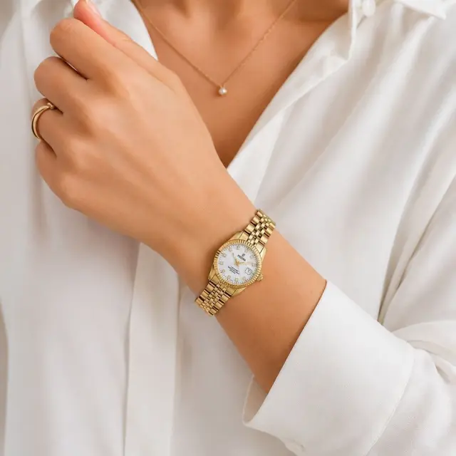 Festina F20089/1 Γυναικείο Ρολόι Χρυσό με Mother of Pearl Καντράν 2