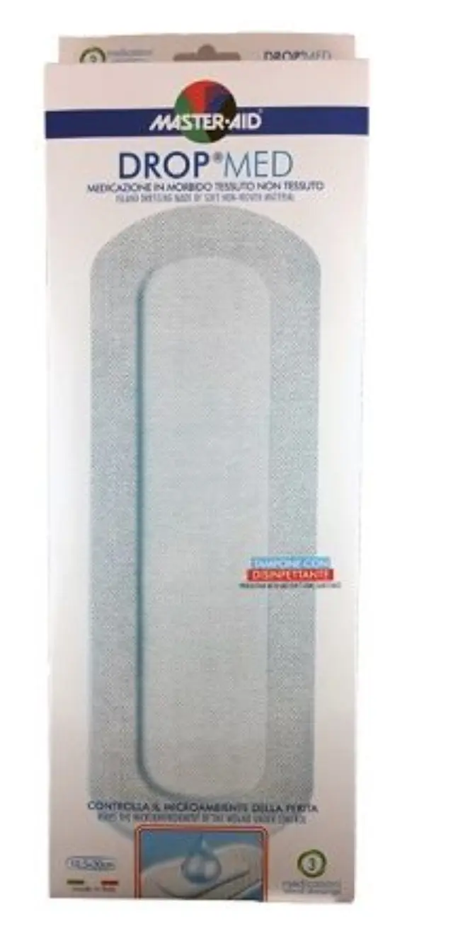Master Aid Drop Med Αυτοκόλλητες Αντικολλητικές Γάζες 10,5x30cm (6x25,2), 3 τεμάχια