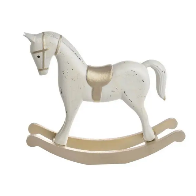 Αλογάκι κουνιστό κεραμικό, white-gold, 6,5cmY22cm