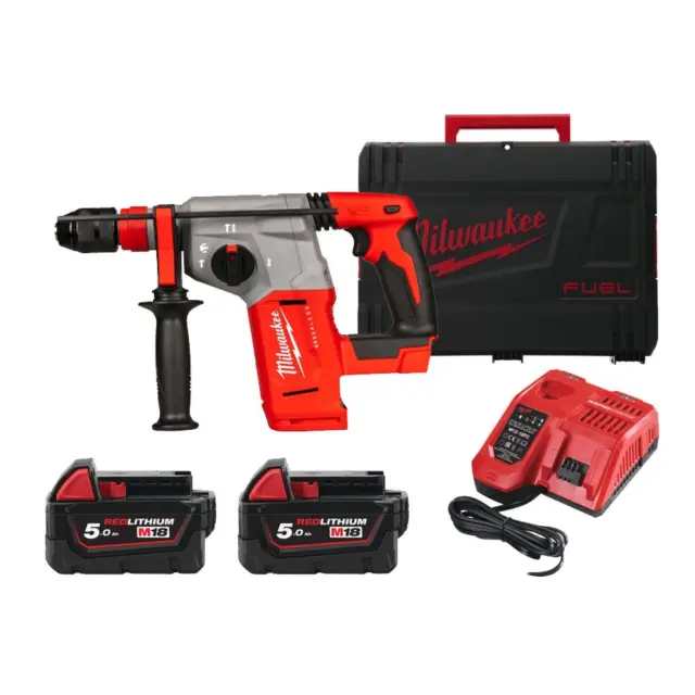 Milwaukee 4933478892 - Περιστροφικό Σκαπτικό Πιστολέτο Μπαταρίας με FIXTEC™ M18™ BRUSHLESS 4-ΛΕΙΤΟΥΡΓΕΙΩΝ 26 MM SDS-PLUS σε Βαλίτσα Μεταφοράς με Φορτιστή και 2 Μπαταρίες 5Ah (2x5Ah)