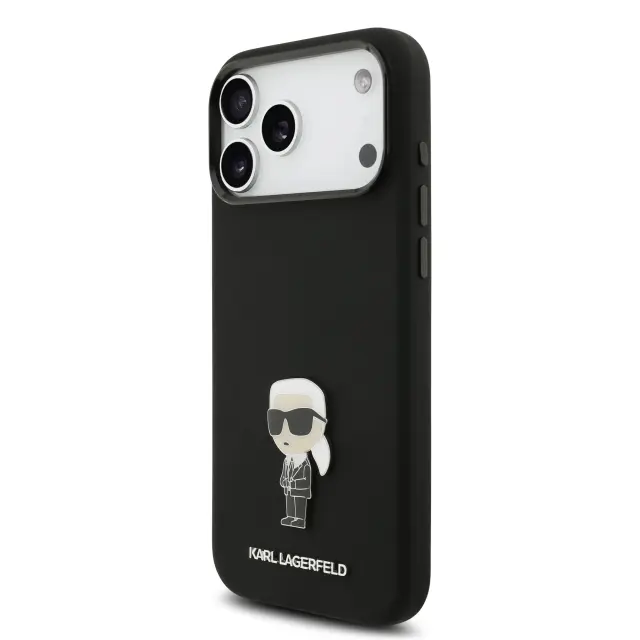 Karl Lagerfeld Liquid Silicone Metal Ikonik Case for iPhone 17 Pro Max Black 2