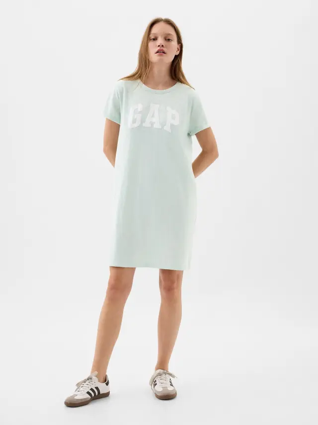 Πράσινο Relaxed Gap Logo T-Shirt Φόρεμα SOFT MINT GREEN SHINE - XS