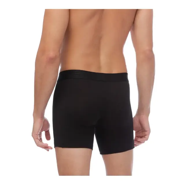 Mengear Basic Ανδρικό Βαμβακερό Long Boxer Εξωτερικό Λάστιχο 2τμχ Minerva - Μαύρο 2