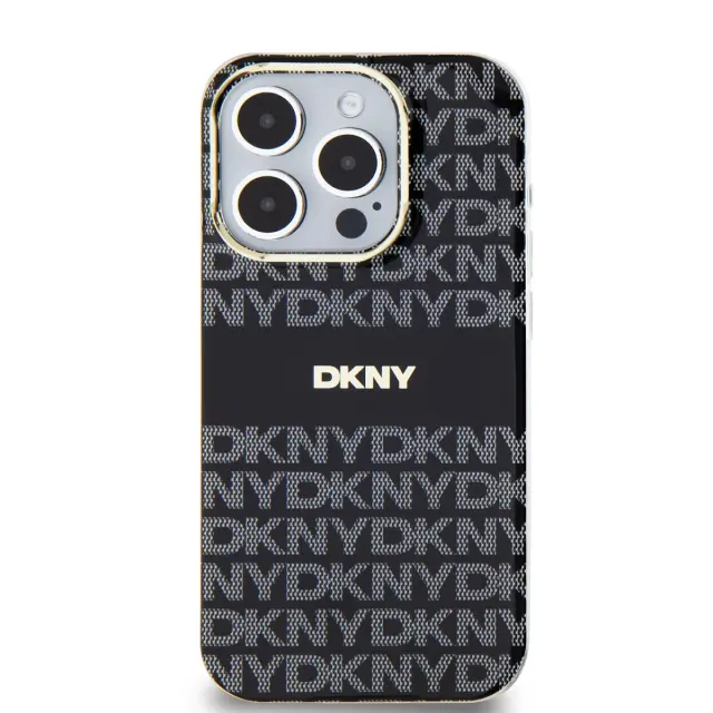 DKNY PC/TPU Repeat Pattern Tonal Stripe Magsafe Case for iPhone 13 Pro Black 2