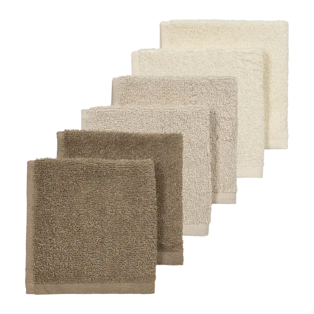 Meyco Πετσετάκια Λαβέτες Πακέτο των 6 Natural/Soft Sand/Taupe (30x30cm)