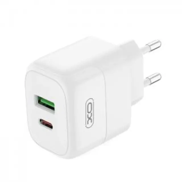 Universal φορτιστής με 2 εξόδους 1xUSB-A & 1xUSB-C, PD20 & QC18W σε λευκό χρώμα 3