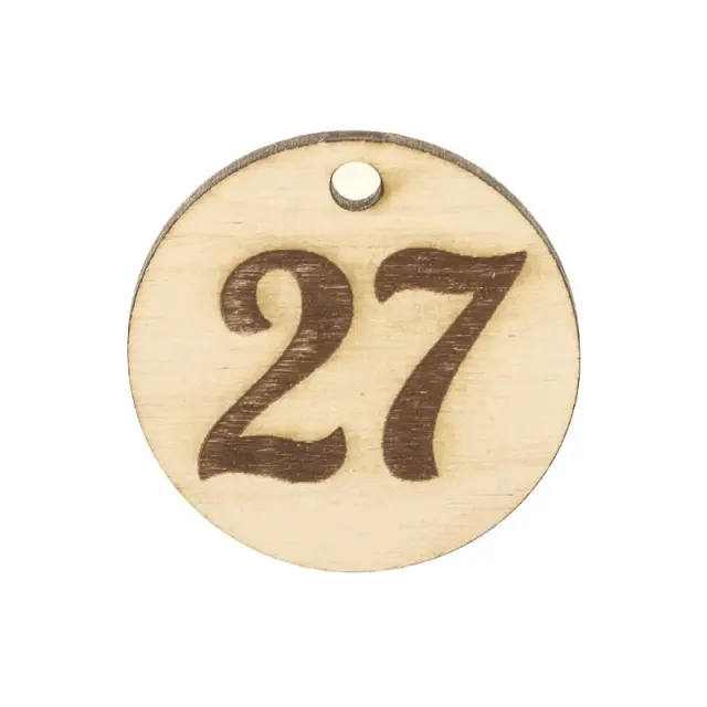 Ξύλινο Κρεμαστό Γούρι "27" Ø40mm - 2τεμ