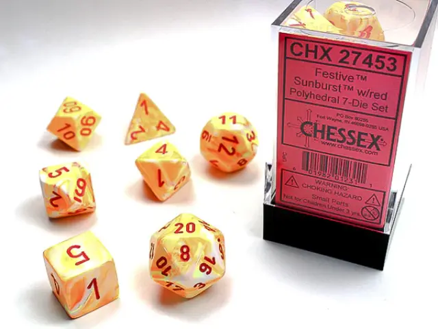 Chessex Sunburst/Red Opaque 7-Dice Set 2