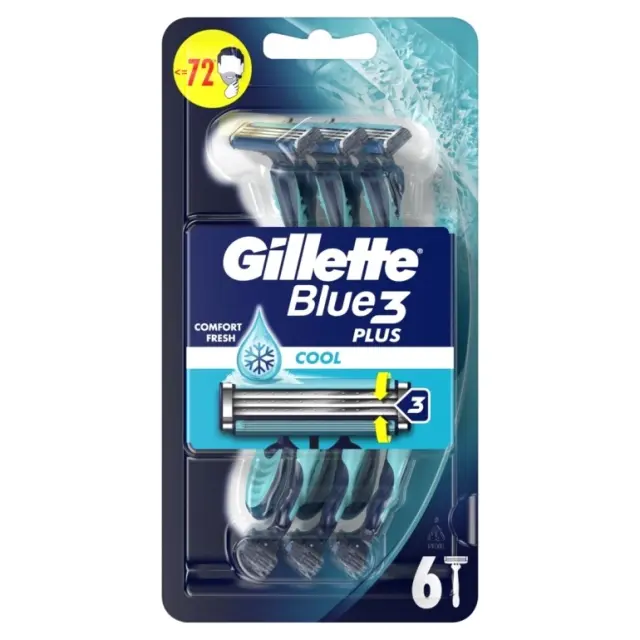Gillette Ξυραφάκια μιας Xρήσης Blue 3 Plus Cool 6 Τεμαχίων