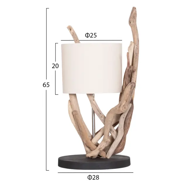 Επιτραπέζιο φωτιστικό Bramble Driftwood & λευκό καπέλο Φ28x65 εκ. 2