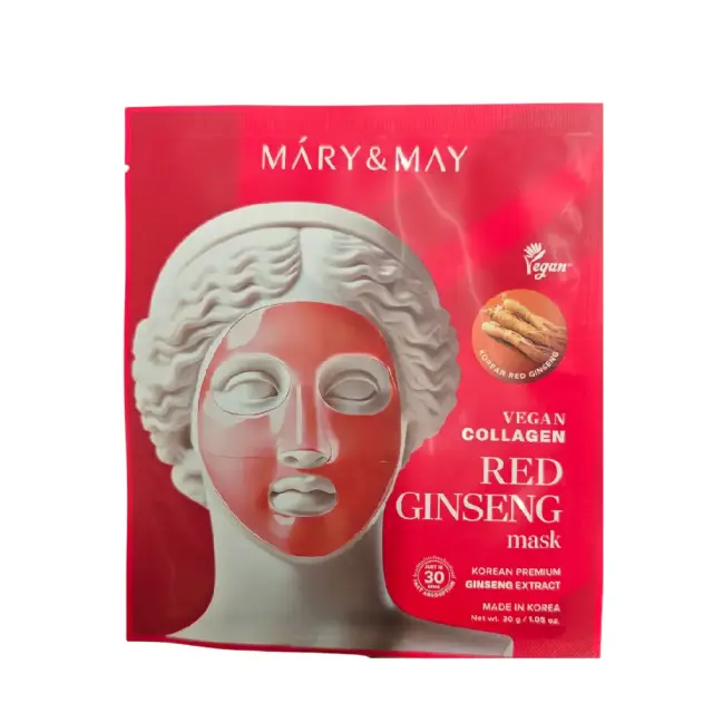 Mary & May Vegan Collagen Red Ginseng Sheet Mask Ενυδατική και Αναζωογονητική Μάσκα Προσώπου 30gr