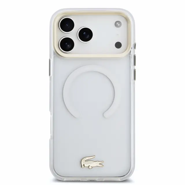 Lacoste PC/TPU Frosted Finish Gold Logo MagSafe Case for iPhone 18 Pro Max Transparent 3