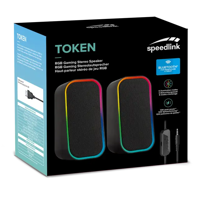 Speedlink - TOKEN RGB Gaming Stereo Speaker, black - Computers