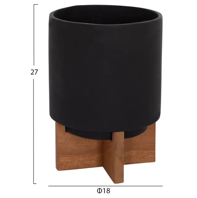 ΣΕΤ 3 ΓΛΑΣΤΡΕΣ ΜΕ TEAK ΒΑΣΕΙΣ TANTI HM4685.01 FIBER CEMENT ΣΕ ΜΑΥΡΟ ΧΡΩΜΑ - Single Size 2