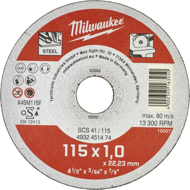 Milwaukee 4932451474 - Δίσκος Κοπής CD 115x1mm MW