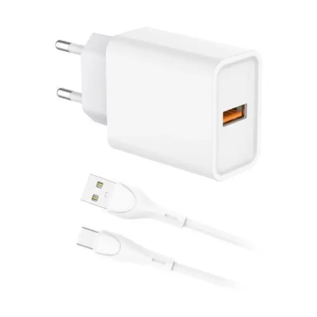 Φορτιστής Ταξιδίου inos με Έξοδο USB A 18W & USB C Καλώδιο 1m Λευκό N66530