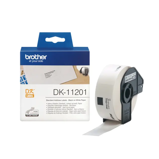 Brother DK-11201 Label Roll – Black on White, 29mm x 90mm (DK11201) (BRODK11201) Brother Labels