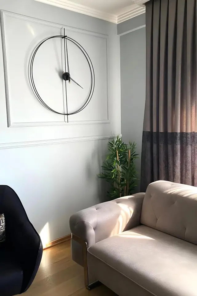 Stewehome Μεταλλικό μοντέρνο διακοσμητικό ρολόι τοίχου στρογγυλό Μαύρο 80x90 cm 2